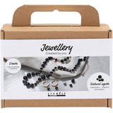 Creativ company mini hobby set jewelry, necklace and earrings, black, white, 1 box
