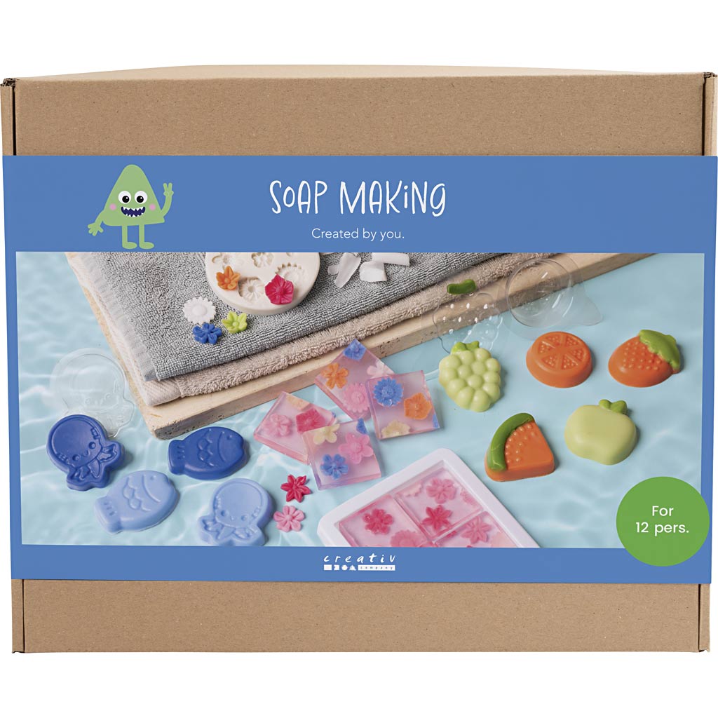 Creativ company groepsset zeep maken, 2 gaten, blauw, groen, oranje, roze, 1 doos