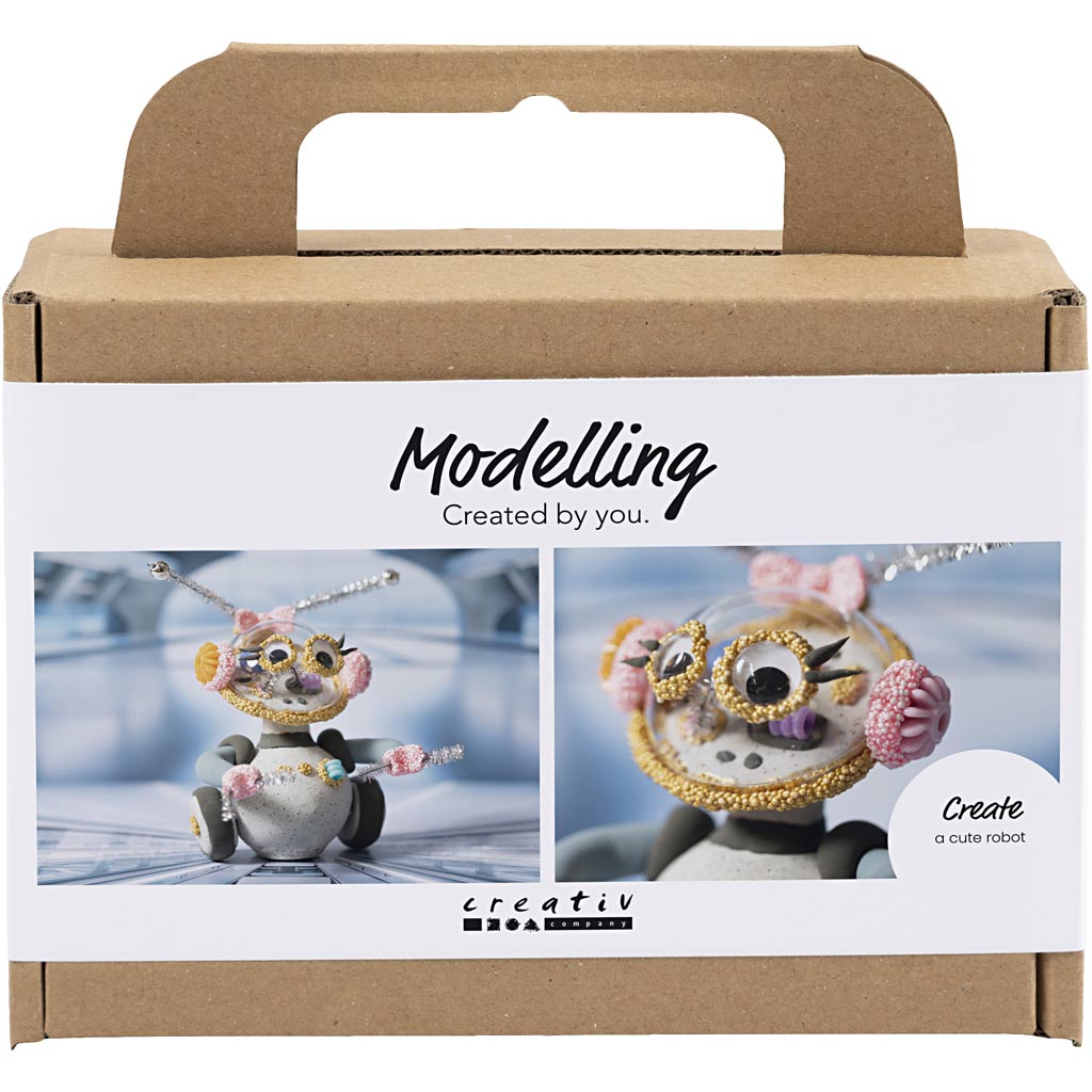 Creativ company mini hobby set modeling, robot, gray, pink, 1 box