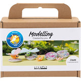 Creativ company mini hobbyset boetseren, steen met insect, grijs, lichtroze, licht turquoise, 1 doos