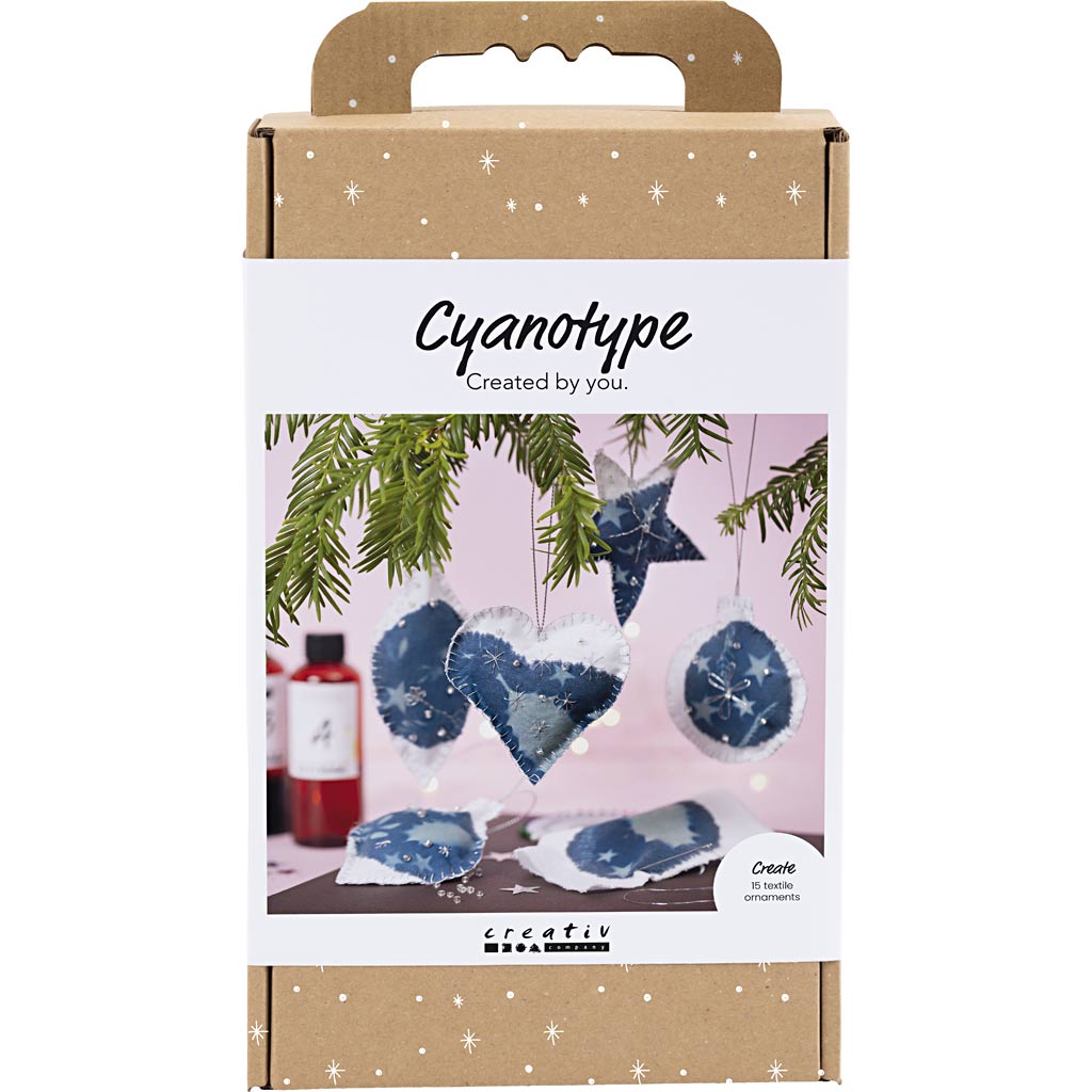 Creativ company hobby set cyanotype, Christmas decorations with cyanotype, blue, silver, 1 box