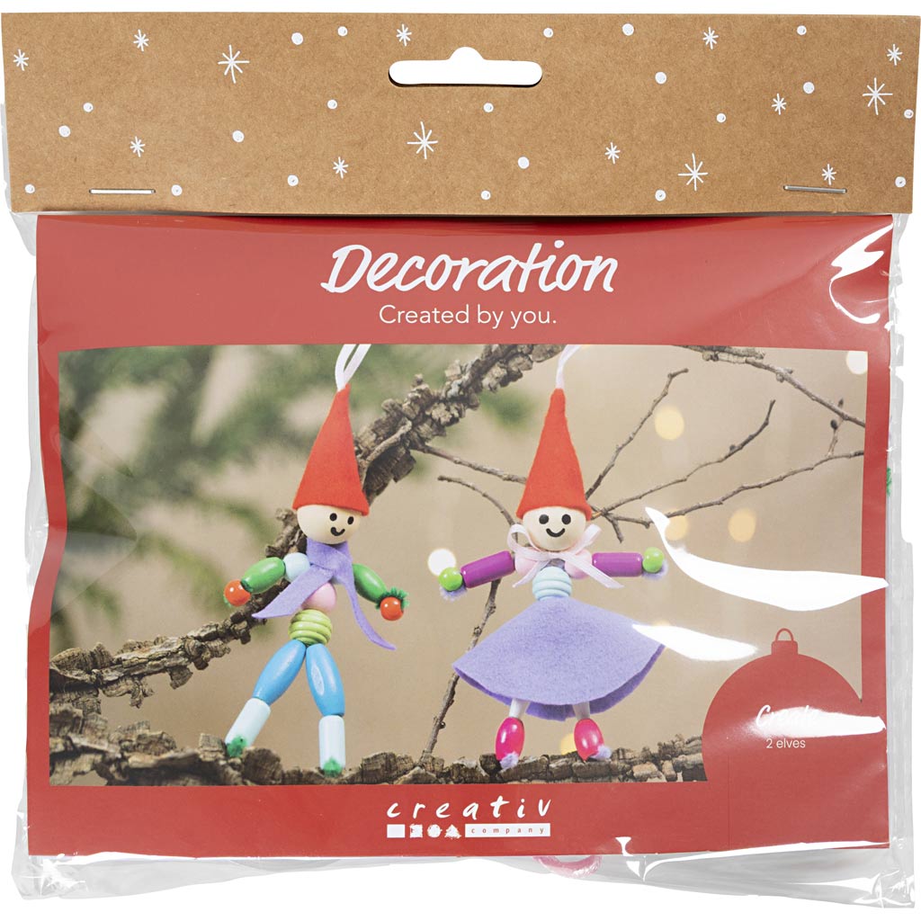 Creativ company mini hobbyset decoratie, kerstkabouters, diverse kleuren, 1 doos