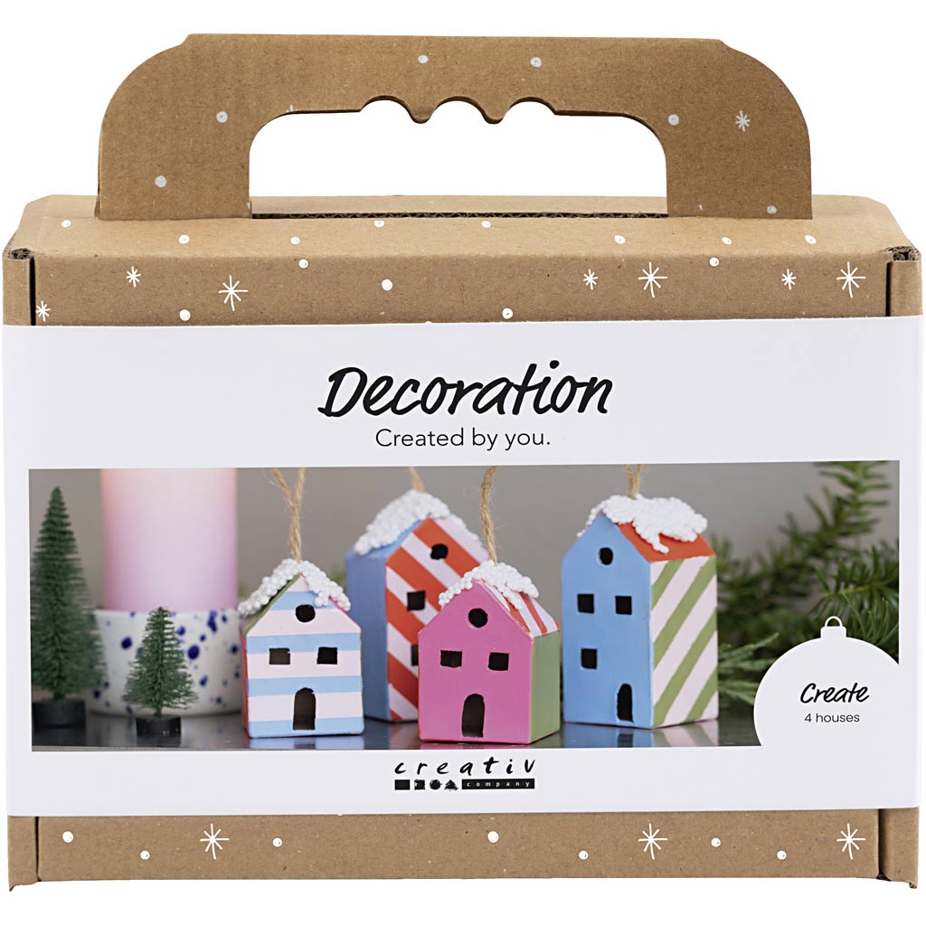 Creativ company mini hobbyset decoratie, huizen, kleurrijk, 1 doos