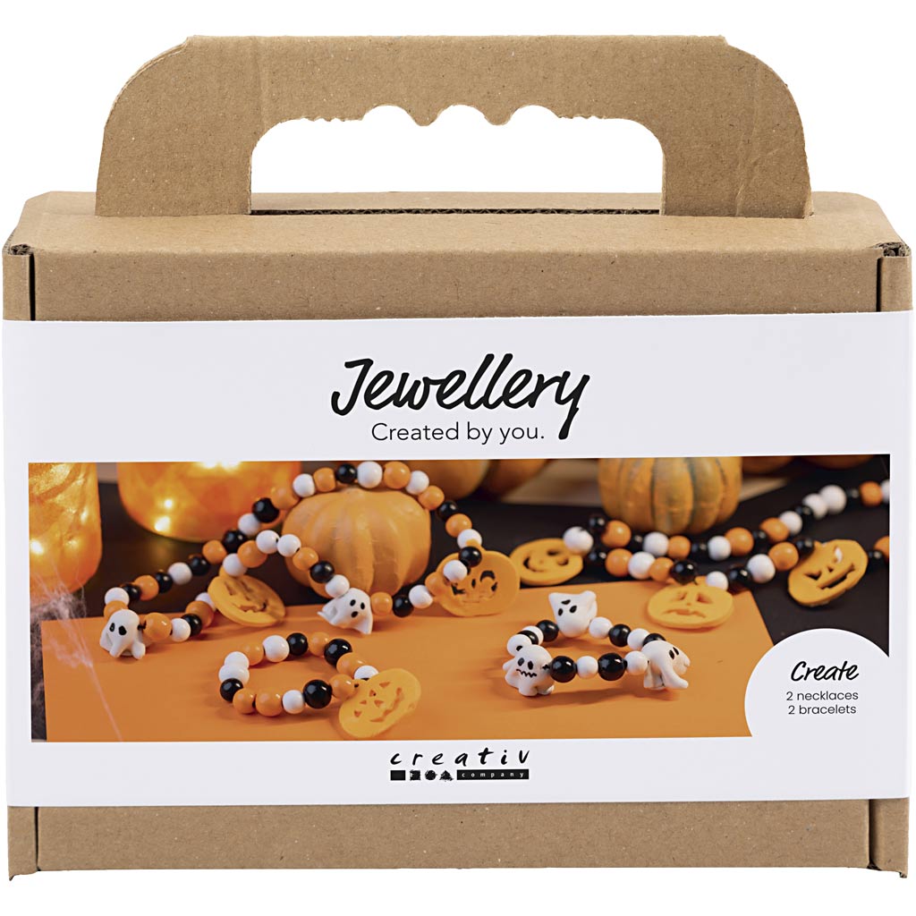 Creativ company mini hobbyset sieraden, halsketting en armband, halloween kleuren, 1 doos
