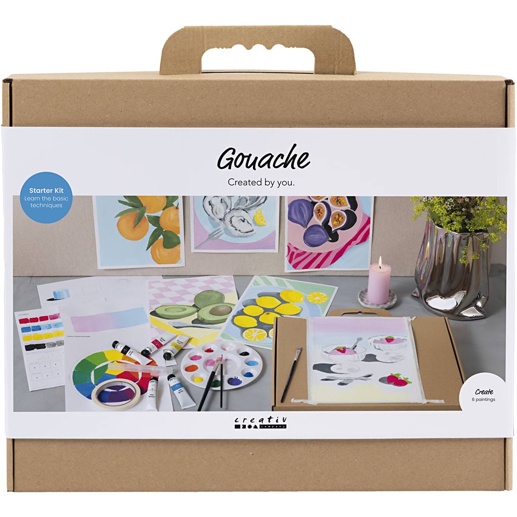 Creativ company starter hobbyset gouache, schilderijen, diverse kleuren, 1 doos
