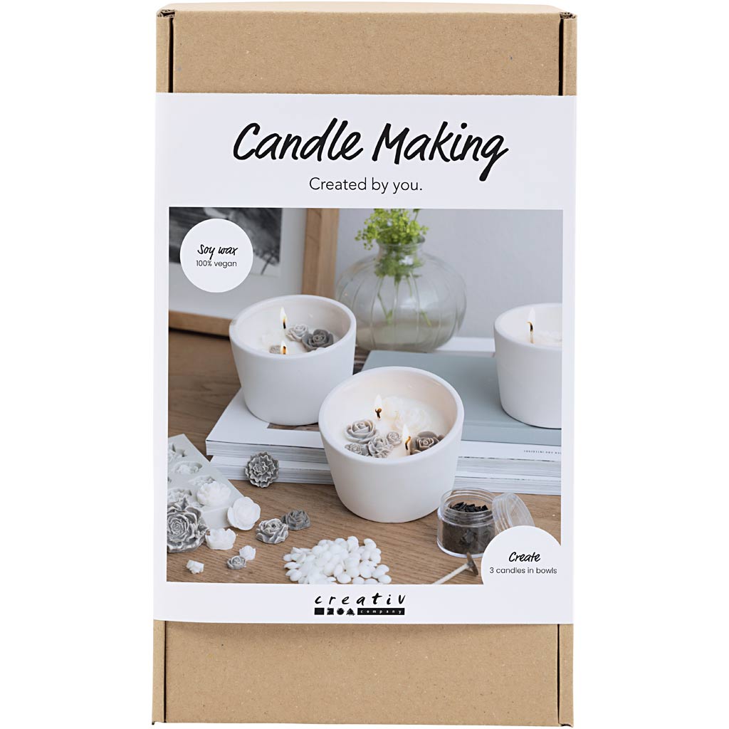 Creativ company hobbyset kaarsen maken, roos, beige, wit, crème, 1 doos