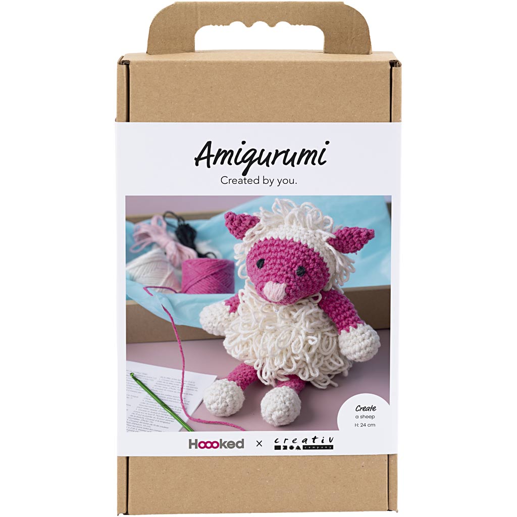 Creativ company hobbyset amigurumi, schaap, roze, off white, 1 doos