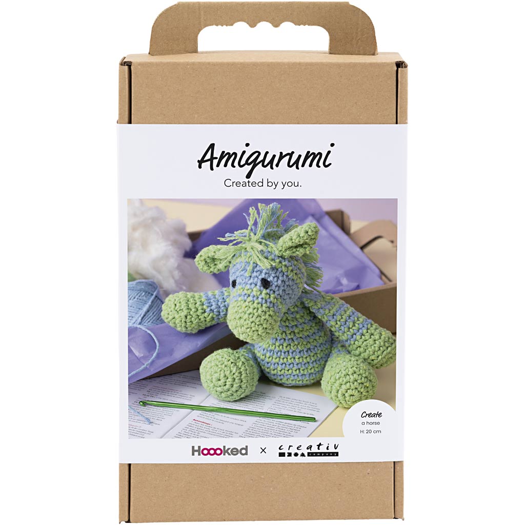 Creativ company hobbyset amigurumi, zebra , lichtblauw, lichtgroen, 1 doos