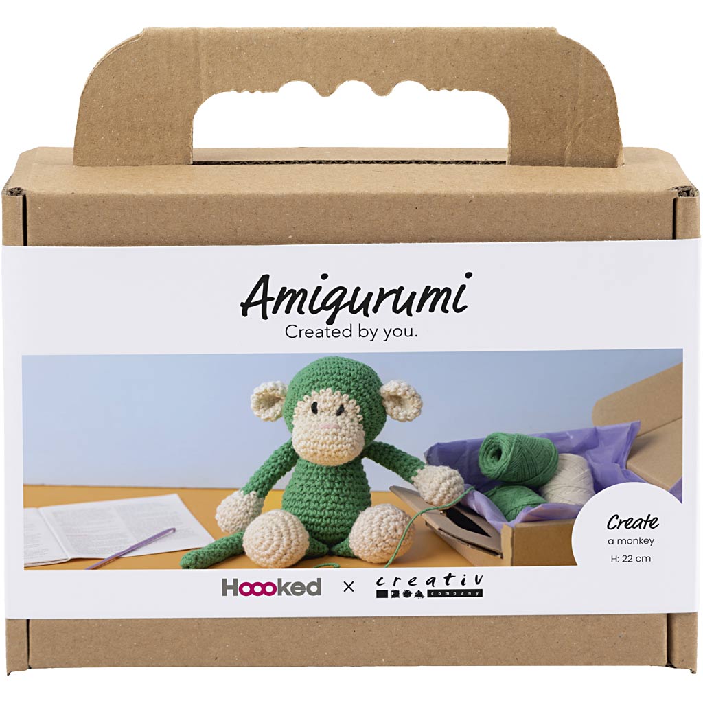 Creativ company hobbyset amigurumi, aap, groen, off white, 1 doos