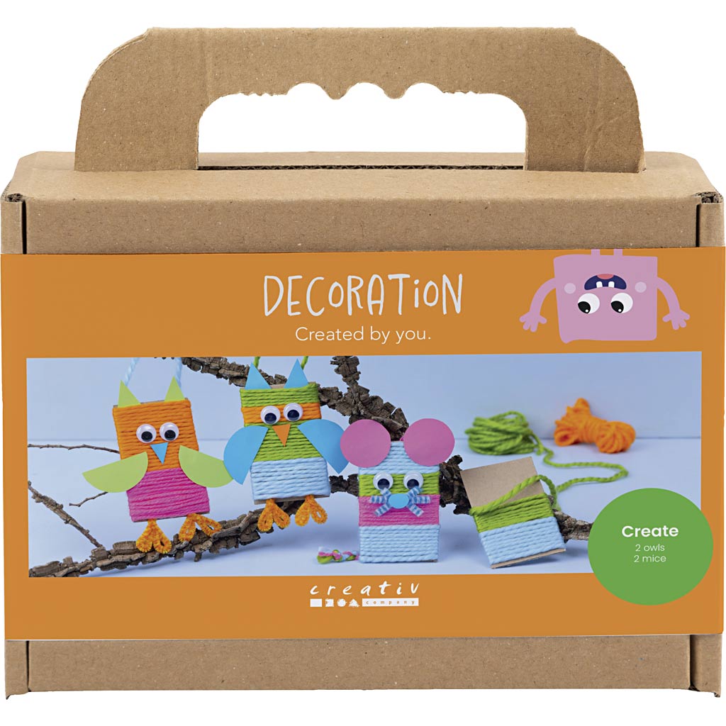Creativ company mini hobbyset decoratie, muizen en uilen, diverse kleuren, 1 doos
