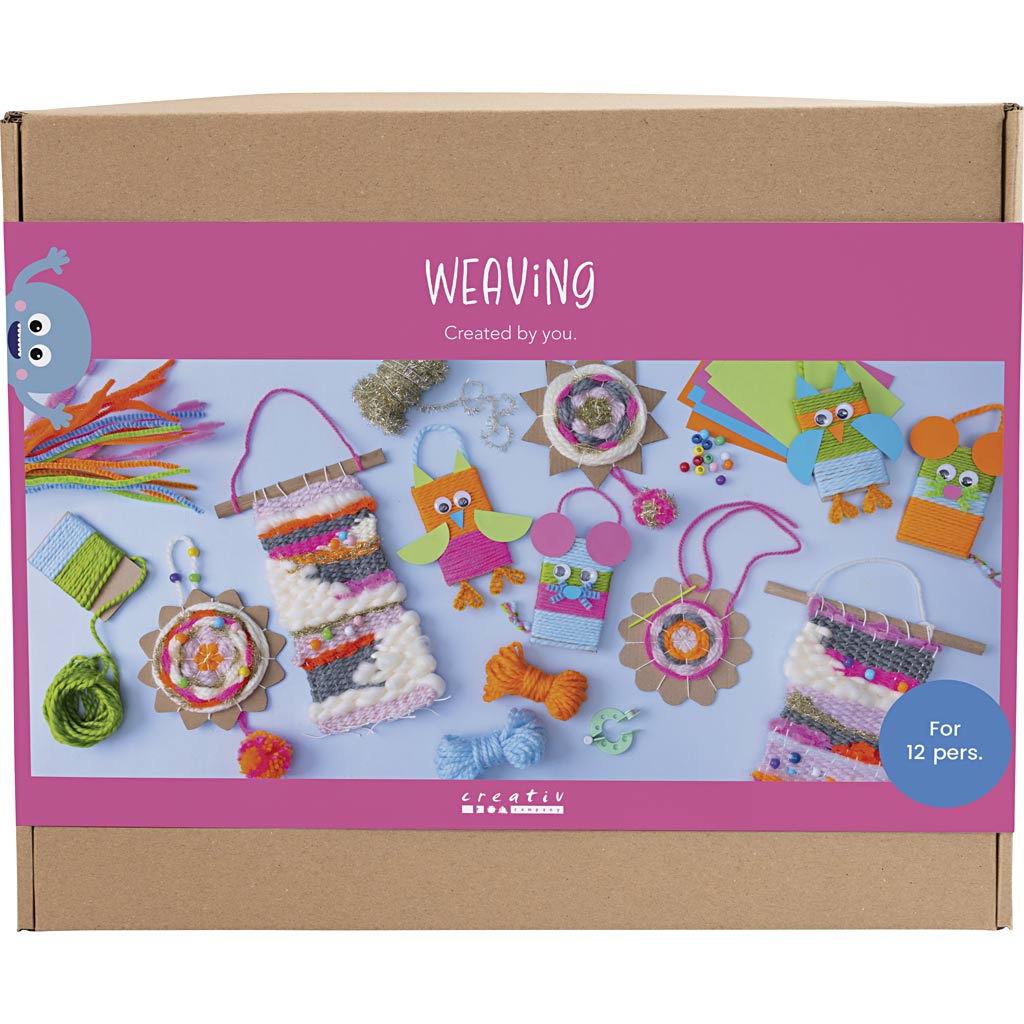 Creativ company groepsset weven, wandbevestigingen, hangers, uilen, muis, diverse kleuren, 1 doos