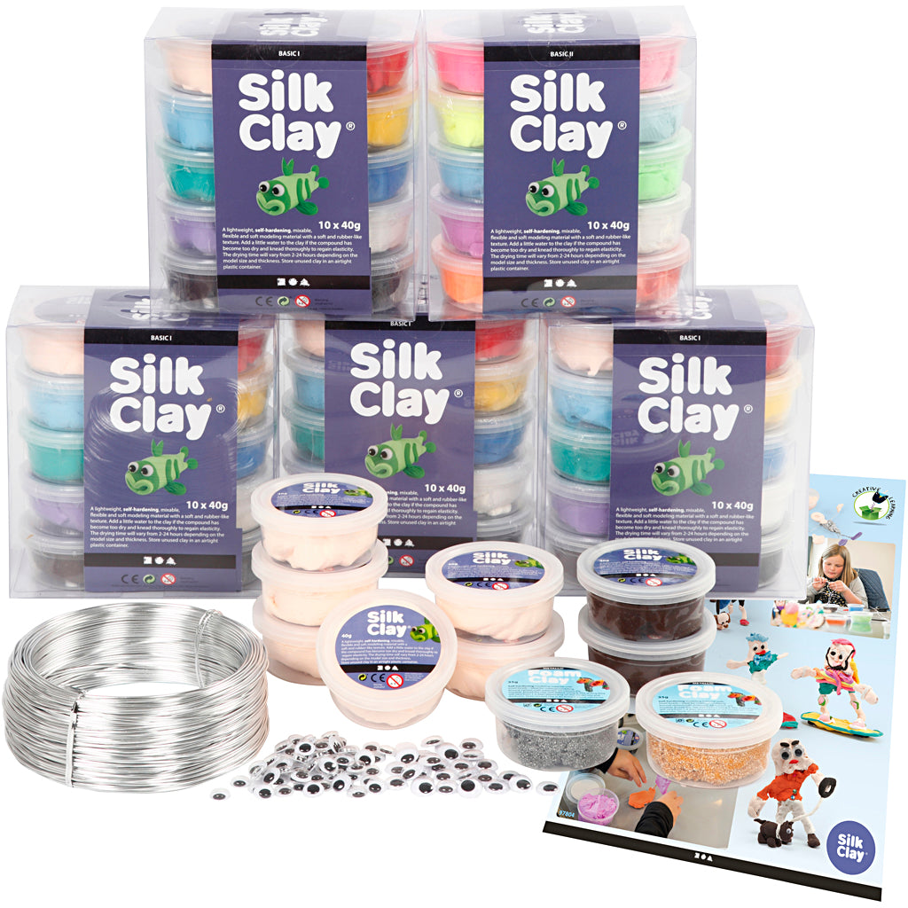 Silk clay group set figures with ®, 1 set