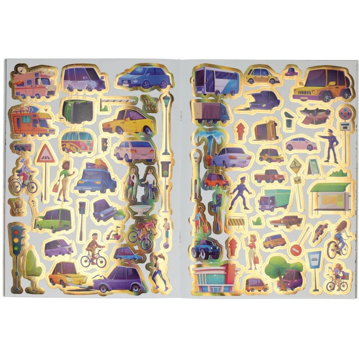 Mondikaart libro para colorear y pegatinas de vehículos