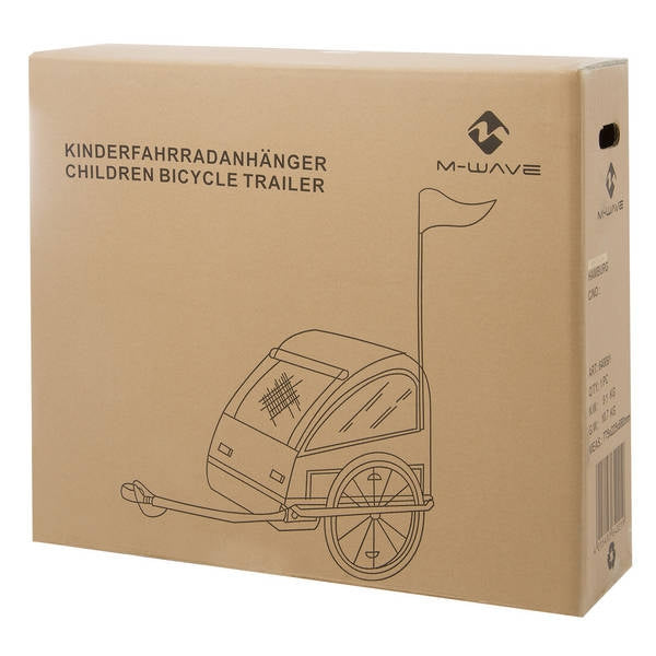 M -Wave Children's Bicycle Trailer - Foldbar, 20 hjul, reflektorer, regnskydd, blå