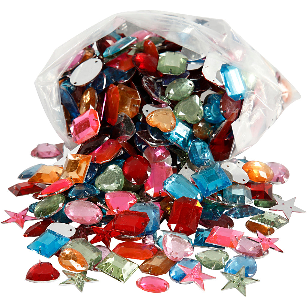 Creativ company rhinestones, size 10-17 mm, approx. 800 pieces, various colors, 210 g 1 box