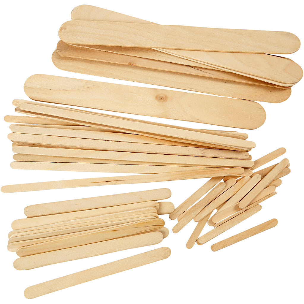 Creativ company ijslollystokjes, l: 5,5+11,5+19+20 cm, b: 6+10+25 mm, naturel, 4250 stuk 1 doos