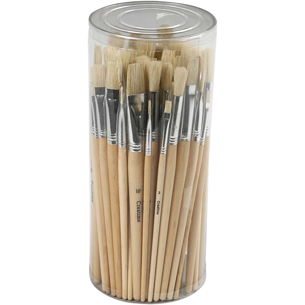 Creativ company nature line brushes, size 1+2+3+4+5+6+7+8+9+10, l: 19.5-23 cm, w: 4-17 mm, flat, round, 80 pieces in a box