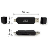 ACT Connectivity USB-C USB-A-kortlæser, SD Micro SD