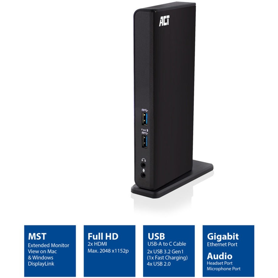 Act Connectivity USB-C oder USB-eng duebel Monitor Docking Station