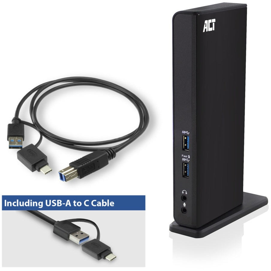 Act Connectivity USB-C oder USB-eng duebel Monitor Docking Station