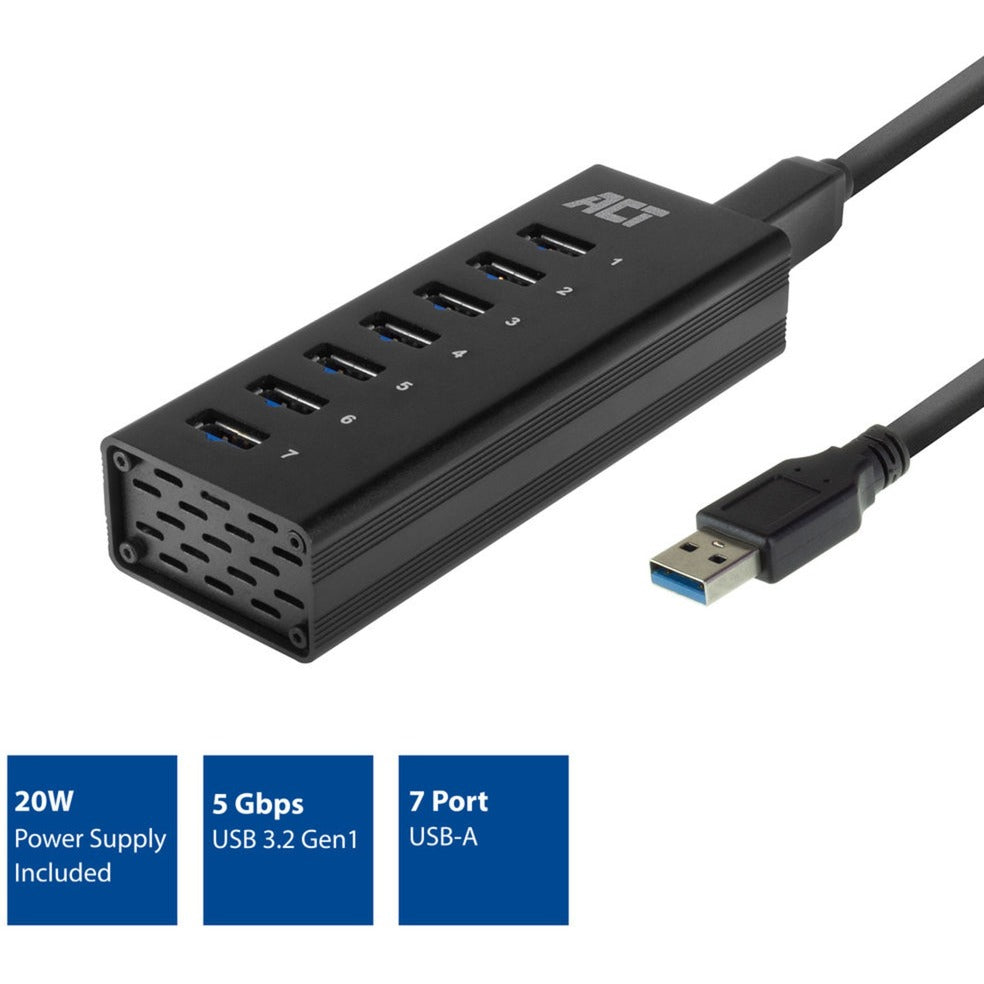AKT -tilslutningsmuligheder USB Hub 7 Port med StroomAdapter