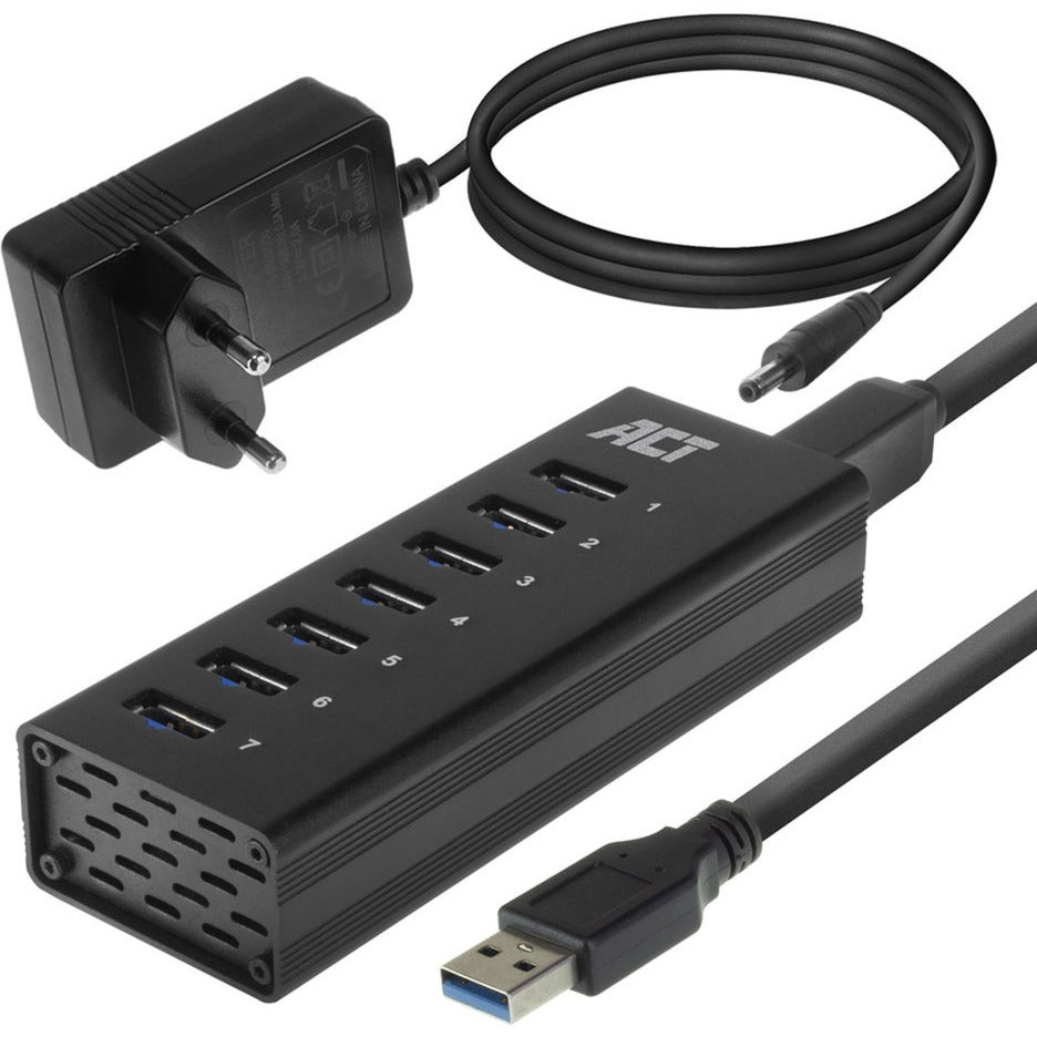 AKT -tilslutningsmuligheder USB Hub 7 Port med StroomAdapter