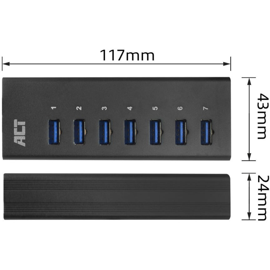 AKT -tilslutningsmuligheder USB Hub 7 Port med StroomAdapter