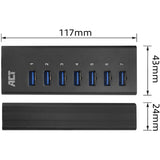 AKT -tilslutningsmuligheder USB Hub 7 Port med StroomAdapter