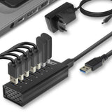 AKT -tilslutningsmuligheder USB Hub 7 Port med StroomAdapter