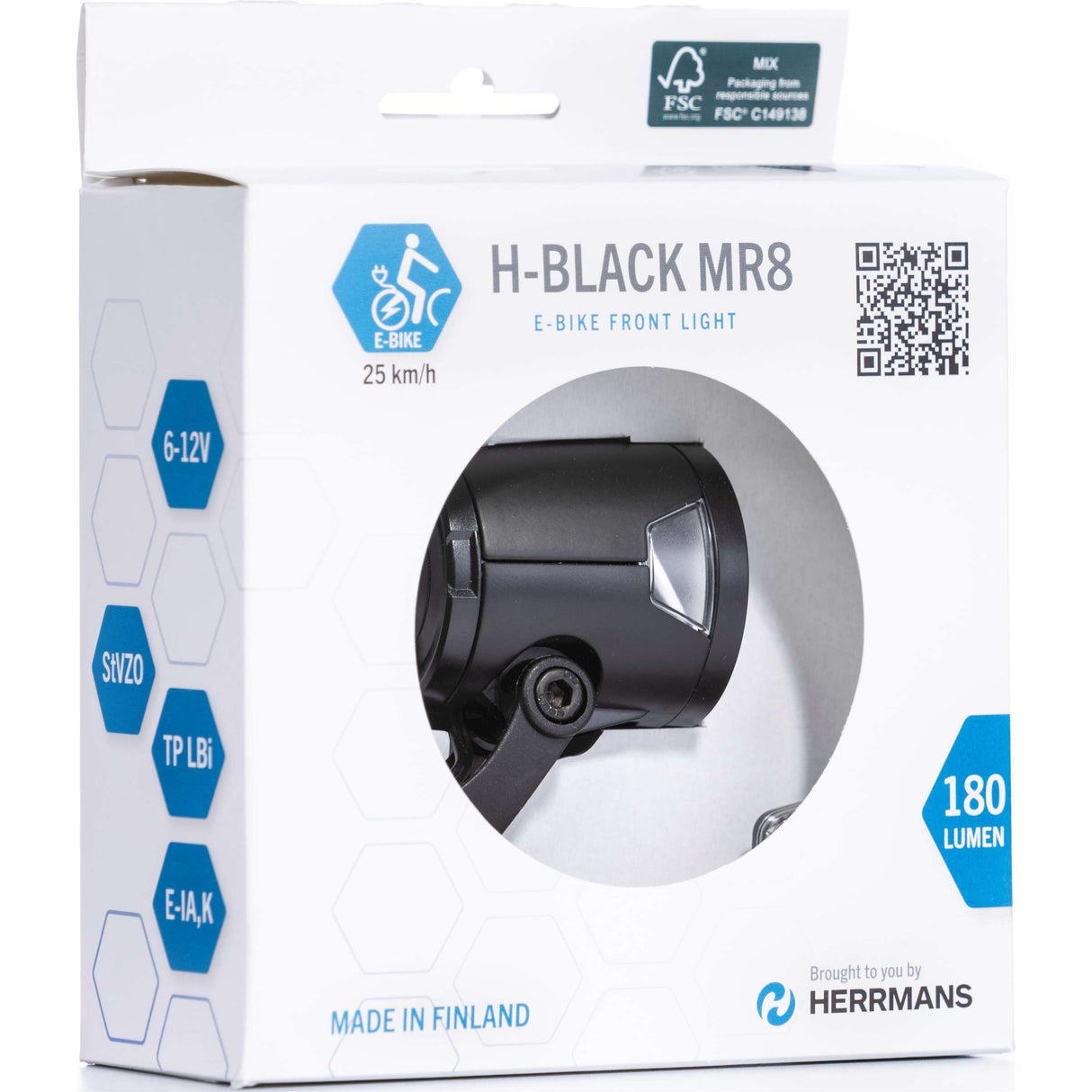 Herrmans Led Fr.Light H-Black MR8 Dynamo on Off