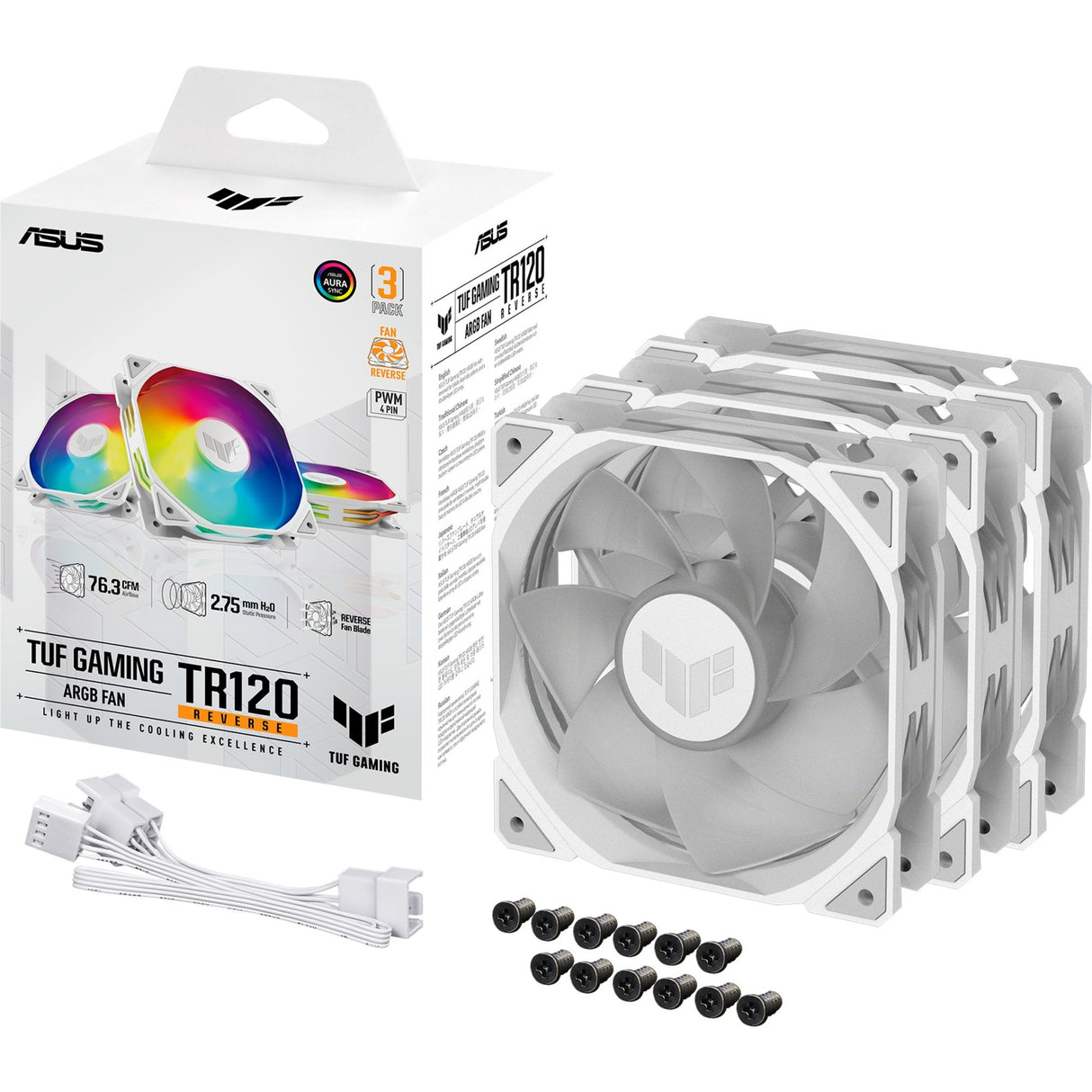 ASUS TUF Gaming Tr120 Argb Reverse Fan Pack, 3 sztuki