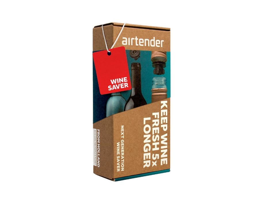 Airtender Vakuum Set für Wein - Geschenkbox Vakuumpumpe + 6 Nanostopper