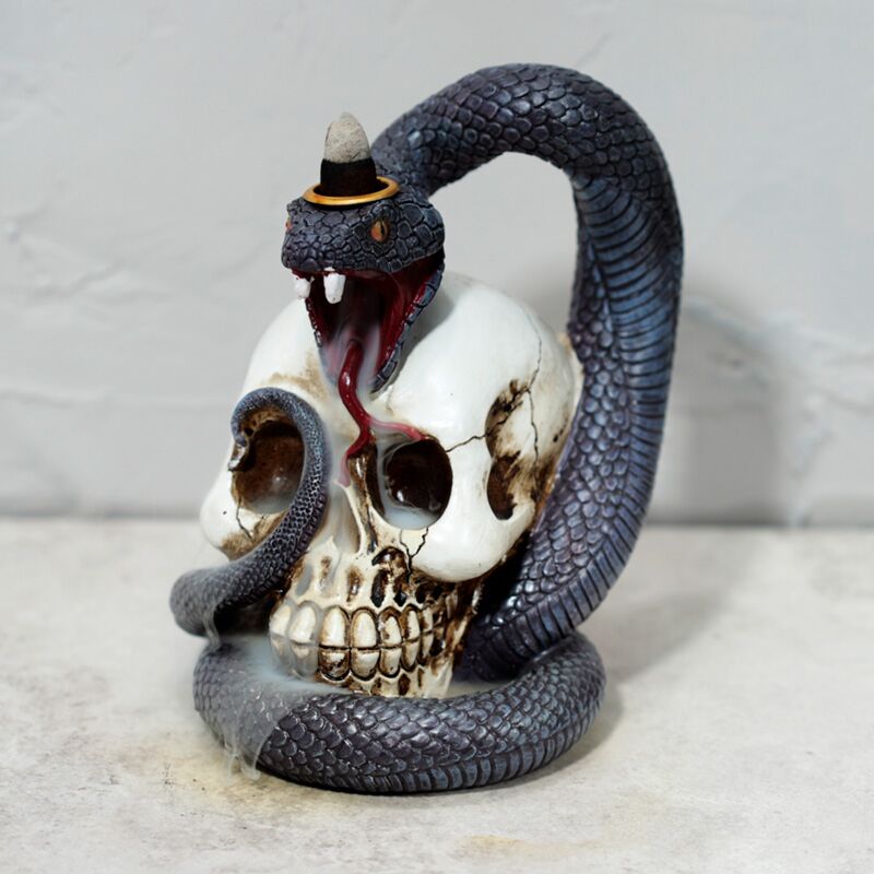 Snake and skull backflow incense holder
