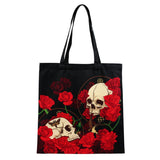 Skull roses shoulder shopping bag