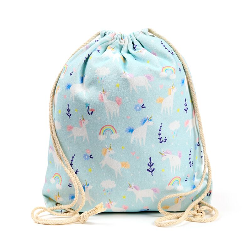 Unicorn magic canvas drawstring backpack