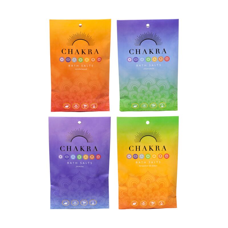 Sett med 4 chakra badepulverposer