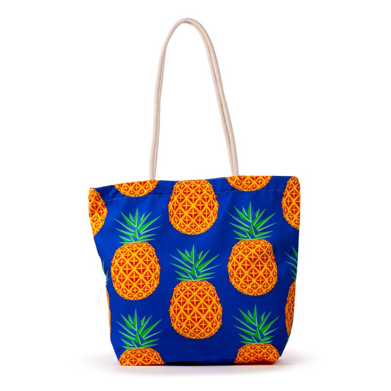Pineapple print canvas beach bag