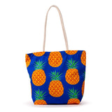 Pineapple print canvas beach bag