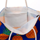 Pineapple print canvas beach bag