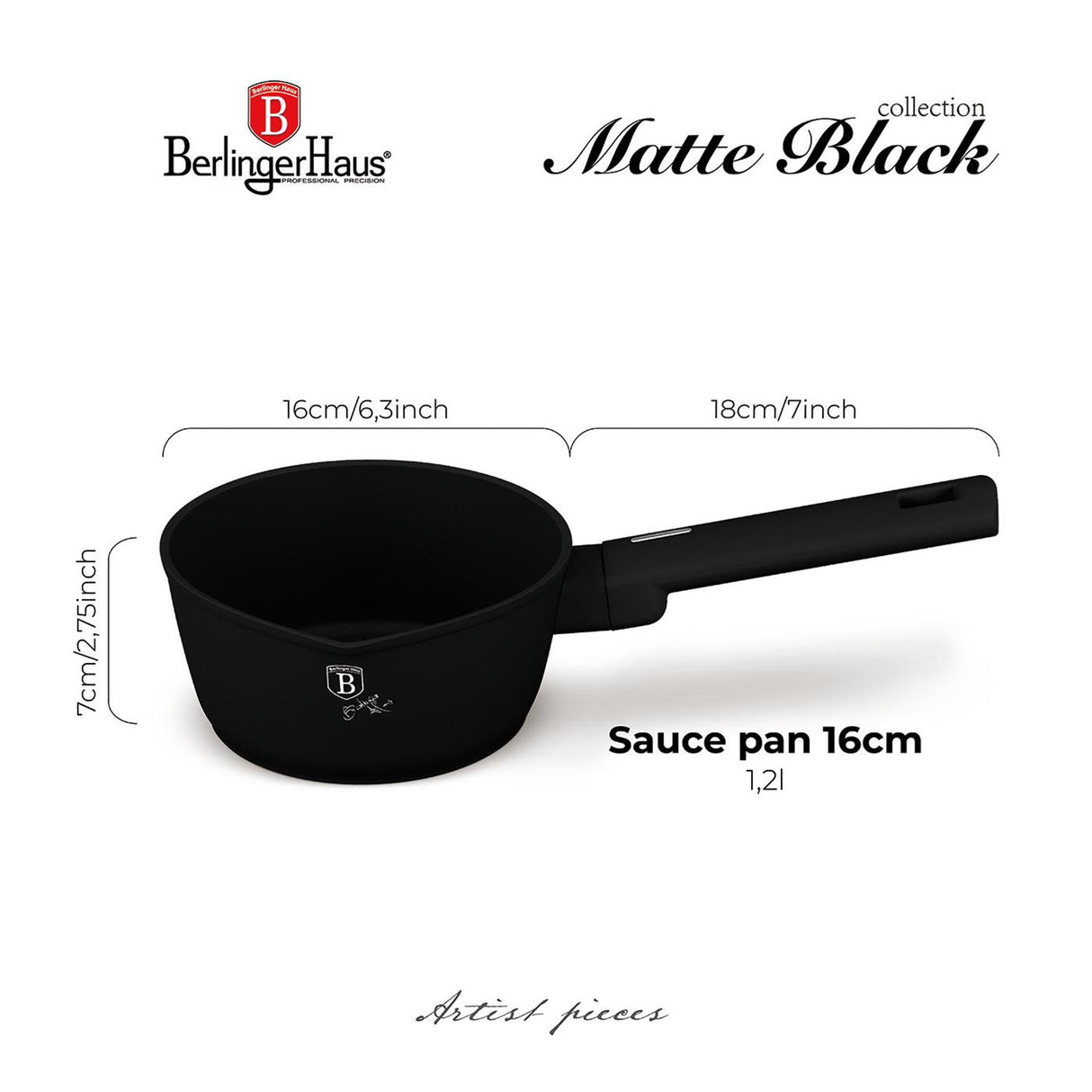 Berlingerhaus sauspan mat zwart 16cm