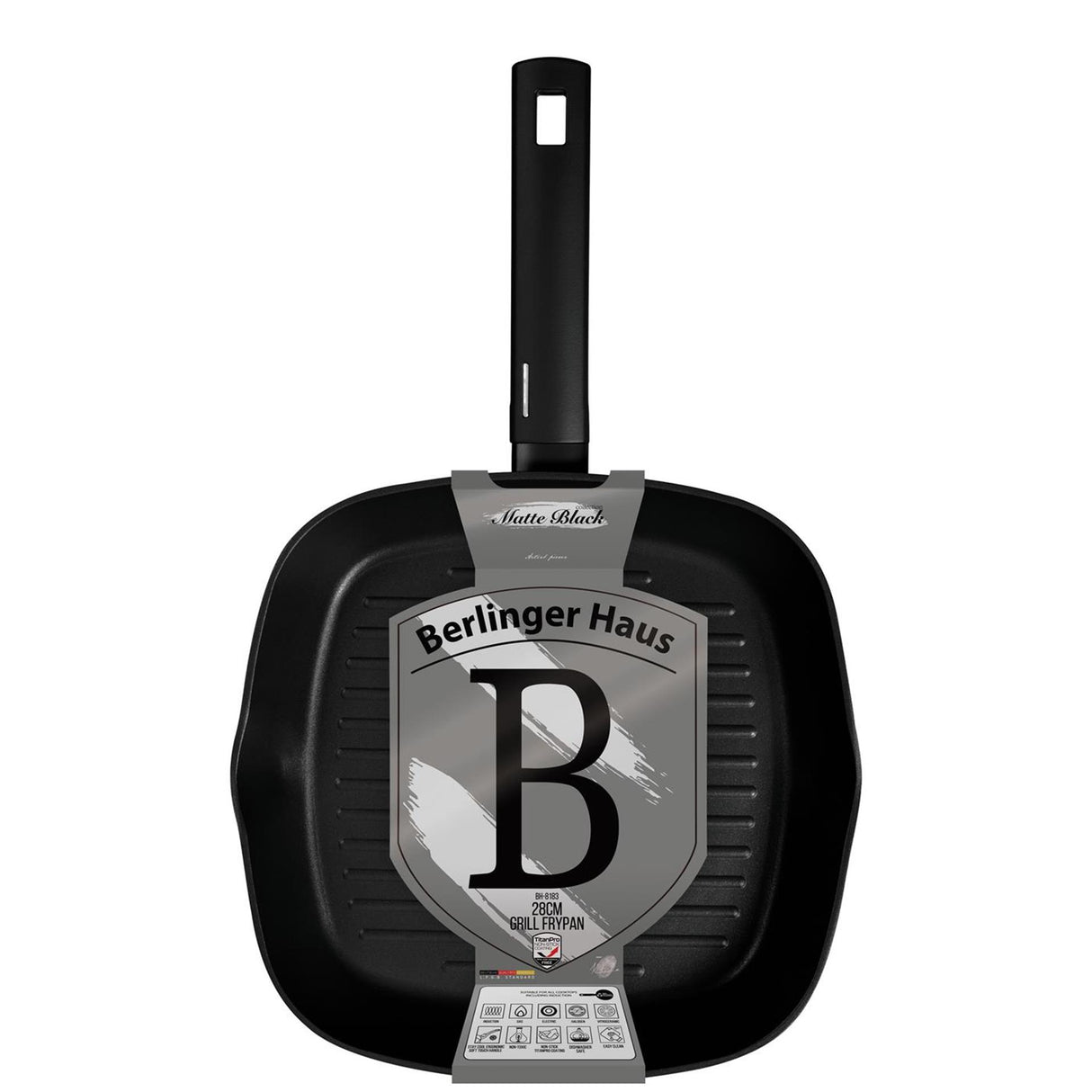 Berlingerhaus grillpan mat zwart 28cm