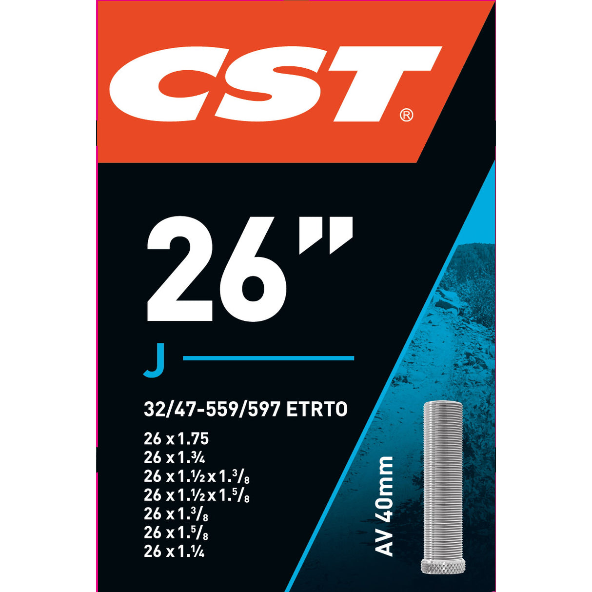 CST Inner Tube 26x1.75 26x1 3 8 Etro 32 47-559 597, Valve: Schrader Auto 40 mm