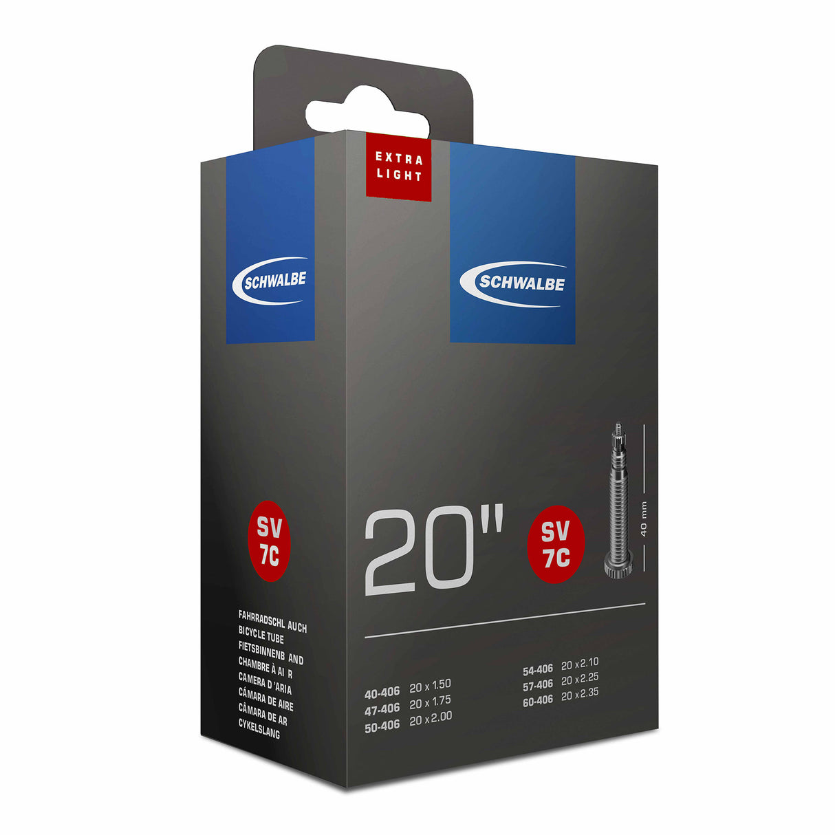 Schwalbe bannenzegen Tube fv sv7c 20 x-hell 40 60-406