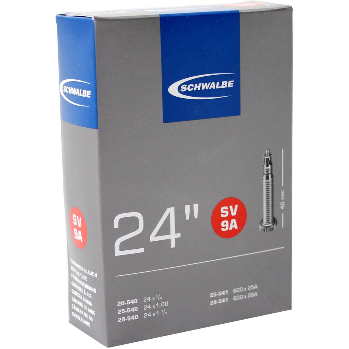 Schwalbe Tubo Interior Sv9a 24 polegadas 20 28-540 451 SV 40 mm
