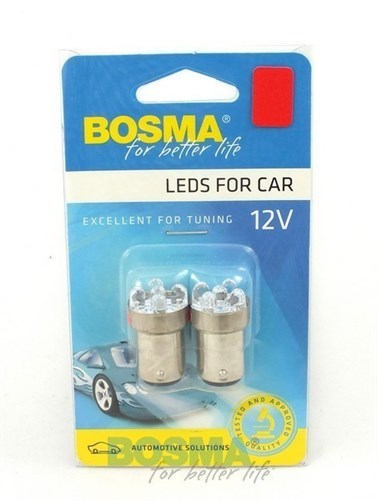 BOSMA CARD A 2 5-LED LED LAMP 12V BAY15D RDEČA