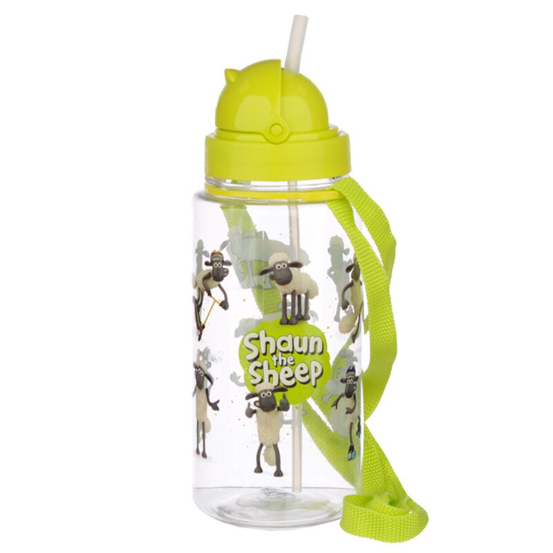 Shaun the sheep sustainable BPA free 450ml children's water bottle straw
