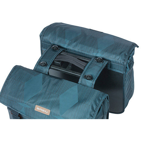 Basil dubbele fietstas elegance mik 40-49 liter - estate blauw