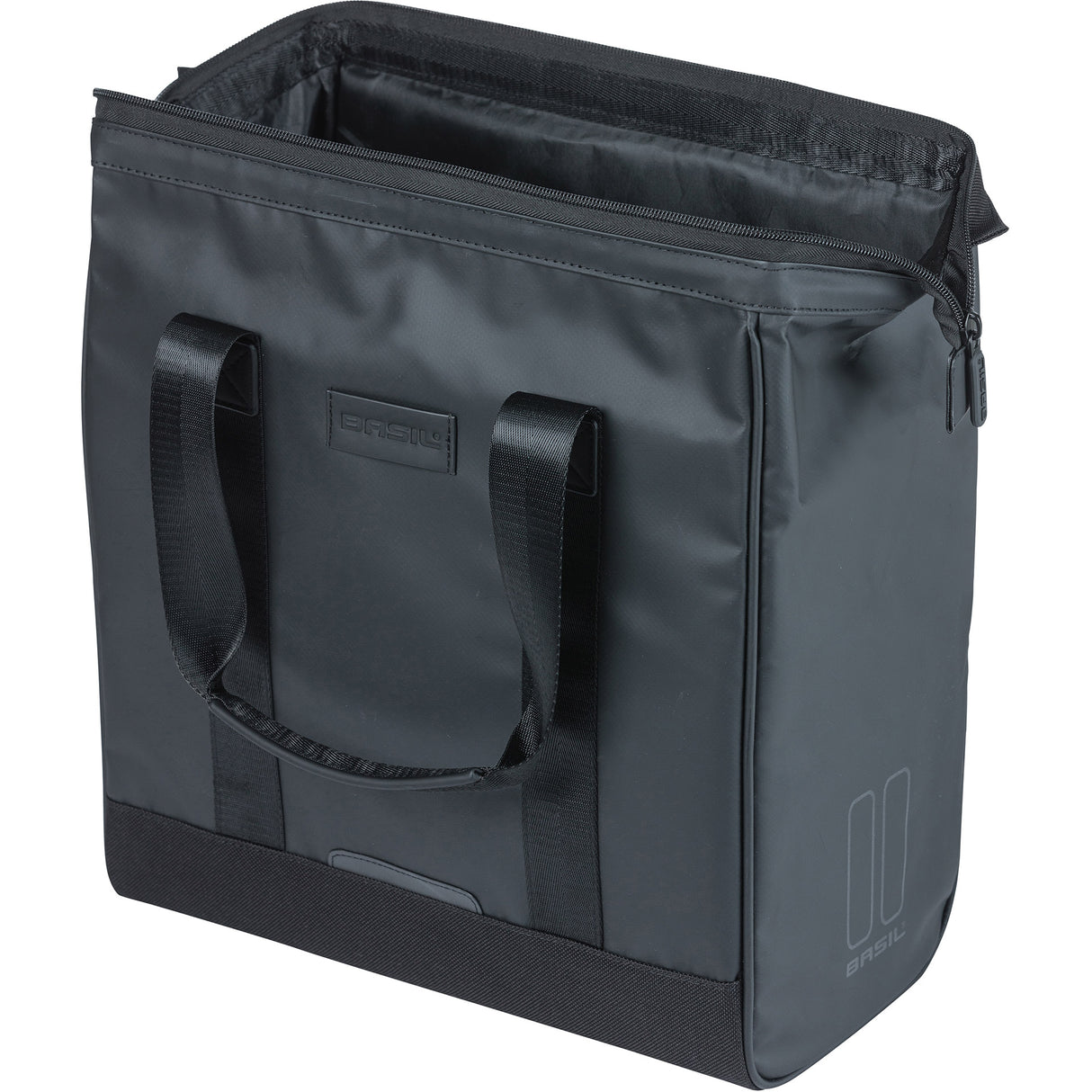 Basil tas grand tarpaulin shopper zwart mik hooks | 23l