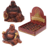Mini čínský smějící se Buddha s dřevěným efektem