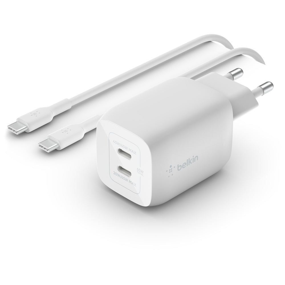 Belkin BoostCharge 2-Port USB-C GaN Wall Charger with P